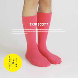 キナリノ掲載 ピンク 靴下 カラーソックス PINK フィット「TRIP SCOTT」 丈夫 速乾 カジュアル 1枚目の画像