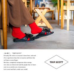 キナリノ掲載 赤 靴下 カラーソックス red フィット「TRIP SCOTT」 丈夫 速乾 カジュアル 5枚目の画像