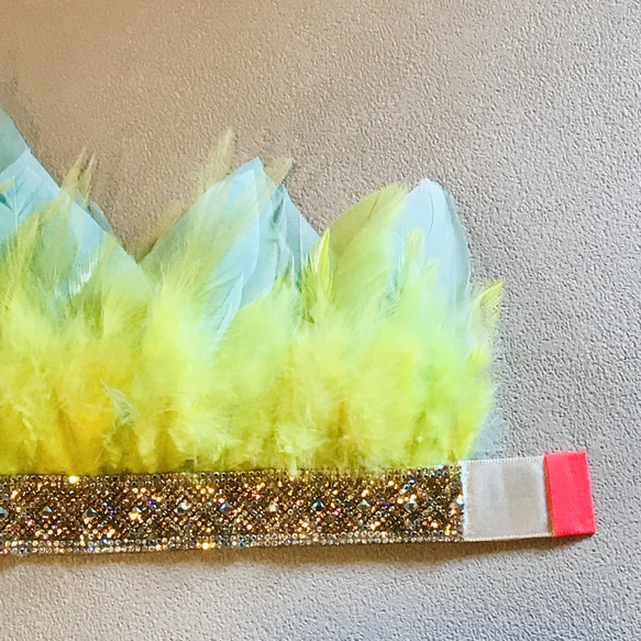 Feather little crown  （ lemon×mint ）　　　王冠 子供 3枚目の画像