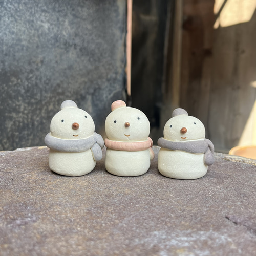 雪だるま（グレー） KA-185-3 陶製 /Snowman (gray)/雪人（灰色的