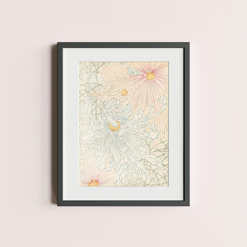 昭和レトロ 菊花 フラワー 水彩画 複製画 絵画 アート 美術 芸術