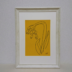 「日々是好日 no.7」　シンプルに植物を描いたフリーハンド絵画 2枚目の画像