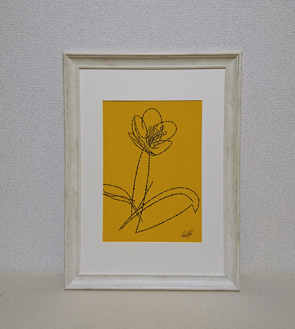 「日々是好日 no.8」　シンプルに植物を描いたフリーハンド絵画 2枚目の画像