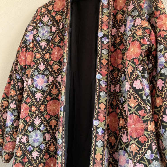 インド カシミール刺繍 コート 秋 ハンドメイド ウール エスニック アジアン ストール ヴィンテージ レトロ2022 7枚目の画像