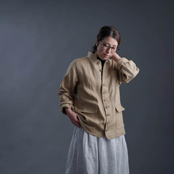 【プレミアム】【受注製作】Linen Jacket フレンチ ヴィンテージ ジャケット/シャンパン h040b-cmp3 4枚目の画像