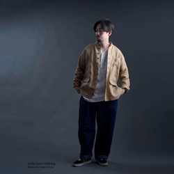 【プレミアム】【受注製作】Linen Jacket フレンチ ヴィンテージ ジャケット/シャンパン h040b-cmp3 2枚目の画像