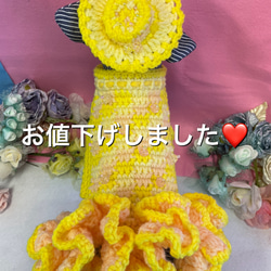 犬服♪手編み♪お花いっぱいフリルロンパース