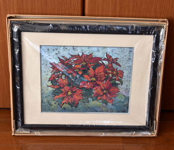 「花讃歌 」不透明水彩原画  F5サイズ  一点物　額付き　豪華プレゼント付き 16枚目の画像