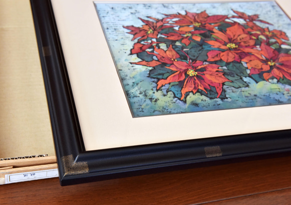 「花讃歌 」不透明水彩原画  F5サイズ  一点物　額付き　豪華プレゼント付き 13枚目の画像