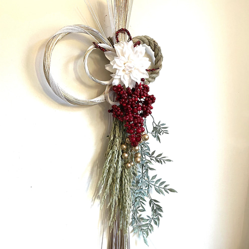 お正月飾り ホワイトダリアA しめ縄・しめ飾り Karan ka 通販 13143910  