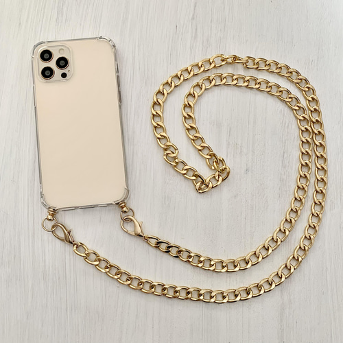 クリアケース チェーン 太め シルバー ゴールド スマホ