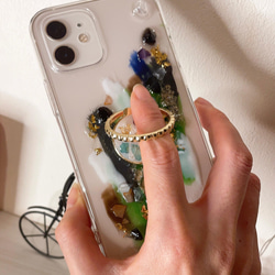 ニュアンスiPhoneケース スマホリング グリーンiPhone13 iPhone全対応 幸運を呼ぶオルゴナイト 9枚目の画像
