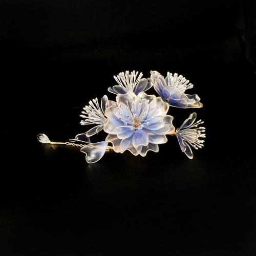 みづ屋様ご注文の品　【蒼花火】ディップアートのかんざし みづ屋様ご注文の品 【蒼花火】ディップアートのかんざし 低