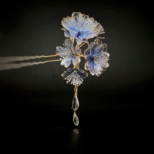 蒼桜 簪 ディップアート アメリカンフラワー お花 シンプル