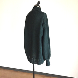 深〜い緑のコクーン型　ハイネックセーター　ウール100％ 4枚目の画像