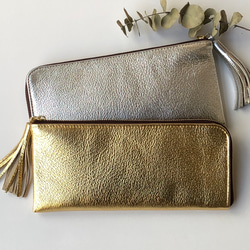 ピッグスキンのスリムな長財布　ライトゴールド 12枚目の画像