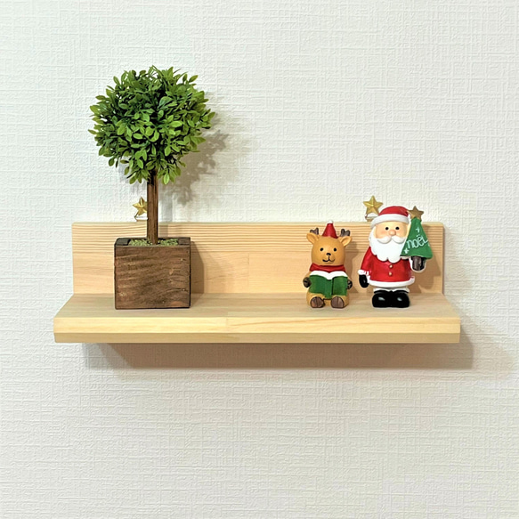 シンプル木製ウォールシェルフ【ピン簡単取付　飾り棚　サイズオーダー】 2枚目の画像