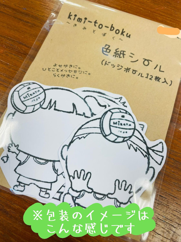 きみとぼく色紙シール(ドッジボール) 寄せ書き お名前シール 5枚目の画像