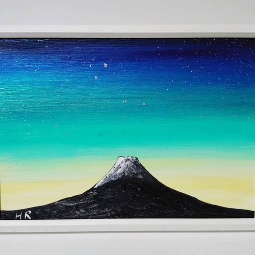 油絵 ミニ絵画 【夜空の富士山】 絵画 HR 通販 13144786
