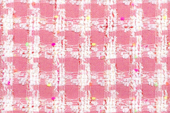 在庫１点！イギリスより『リントン社　シャネル・ツイード　ピンク系』～140㎝×10㎝単位でカット～ 1枚目の画像