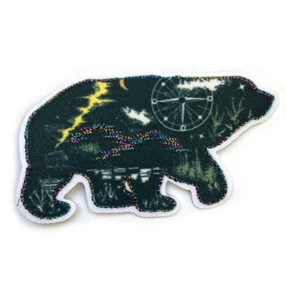 アップリケワッペン オーロラプリントの北極熊 ST ベア　白熊　W-2085 2枚目の画像
