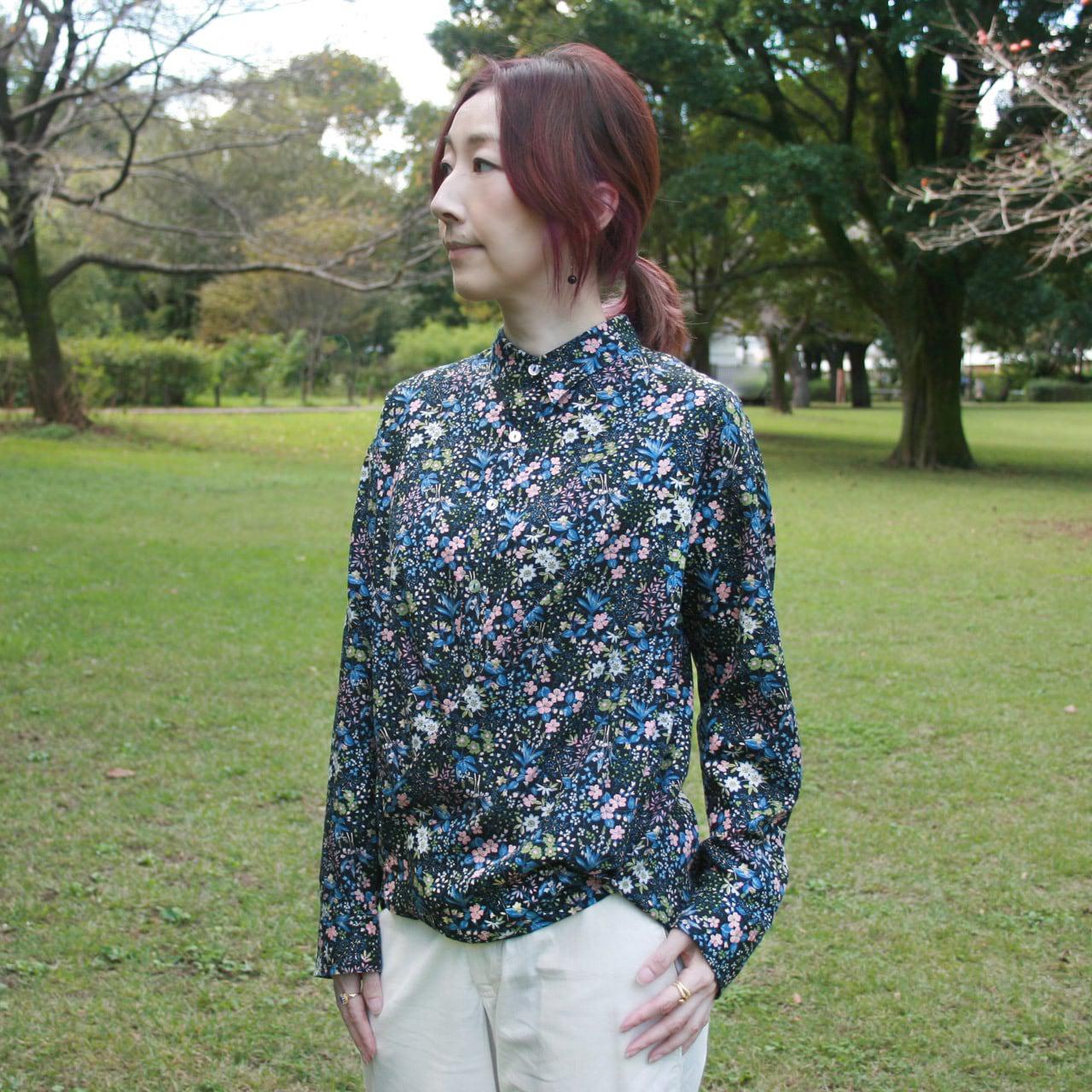 オーガニックコットン＆レーヨンビエラ ボタニカル プリントシャツ