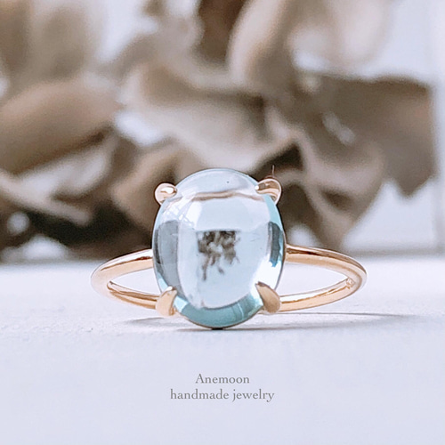 ポメころび◆希少✧ブルーオブシディアンピアス✧14kgf