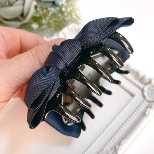バンスクリップ ネイビー シンプル ヘアアクセサリー ヘア 上品