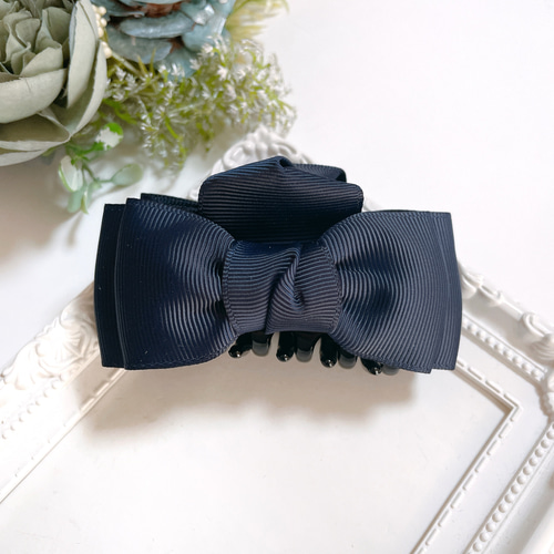 バンスクリップ ネイビー シンプル ヘアアクセサリー ヘア 上品