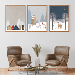 北欧アートポスター / 冬のイラスト / ホワイト&グレー 4枚目の画像