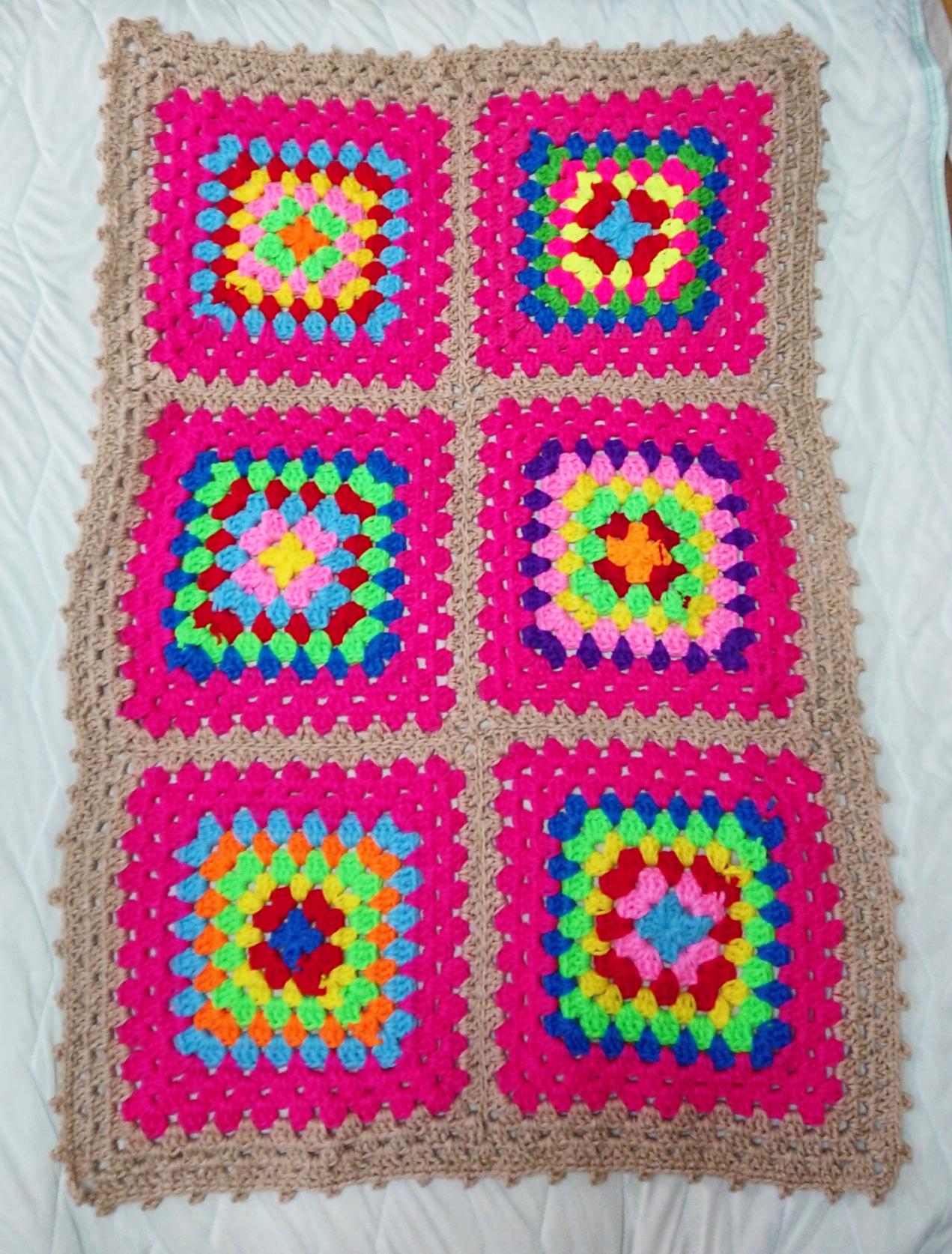 ひざ掛け(No.16)・ブランケット・おくるみ・ハンドメイド・手編み・キッズ・ベビー・誕生日・贈り物・母の日・敬老の日・