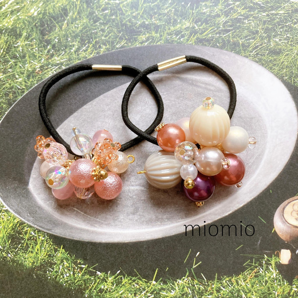 ジャラジャラヘアゴム  ブラック/ピンクベージュ ジャラジャラヘアゴム ブラック/ピンクベージュ