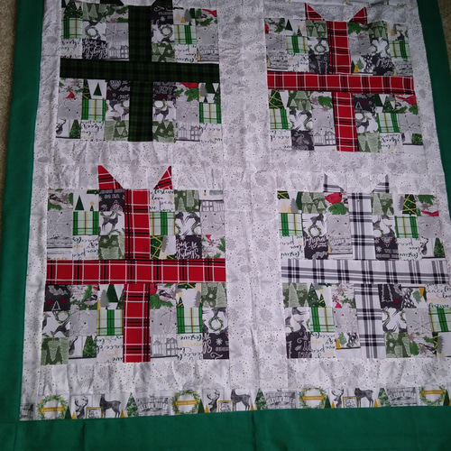 クリスマスギフトボックス、パッチワークひざ掛け、ブランケット