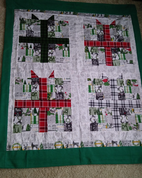 クリスマスギフトボックス、パッチワークひざ掛け、ブランケット