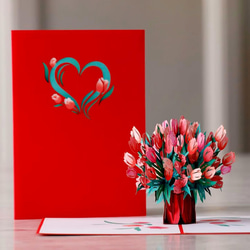 ポップアップグリーティングカード　Love Tulips 1枚目の画像