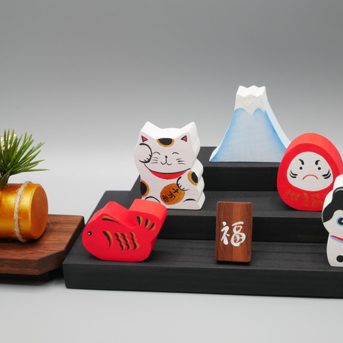 正月飾り】金の俵の門松（縁起物） miniサイズ 台ウォールナット