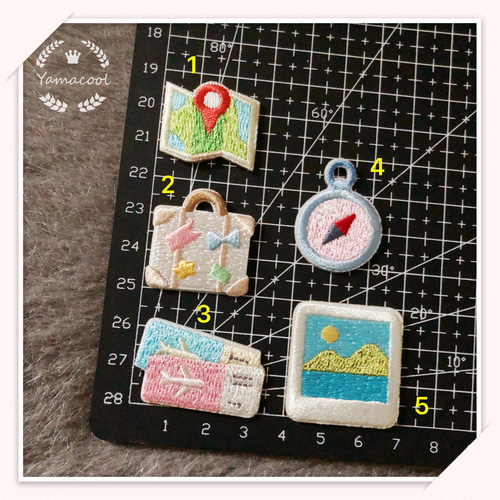 YX23シール/アイロンワッペン 旅行 スーツケース 羅針盤 写真 航空券