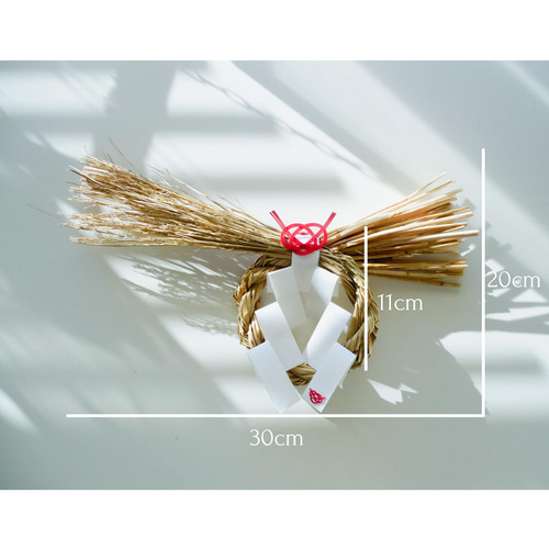 飯田水引と長野県産稲わらのしめ縄飾り：赤 しめ縄・しめ飾り TO