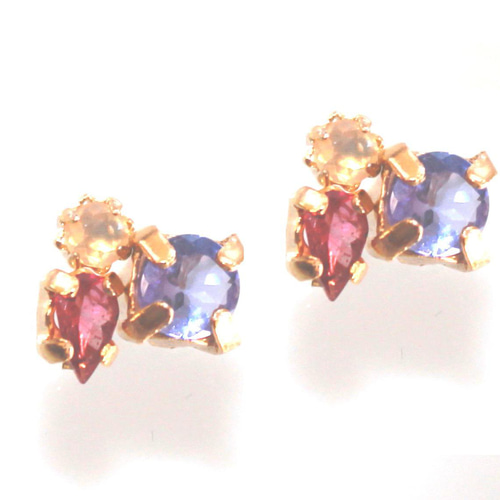 k18gp- fuyu no berry - Opal & Rubellite & Tanzanite Necklace 