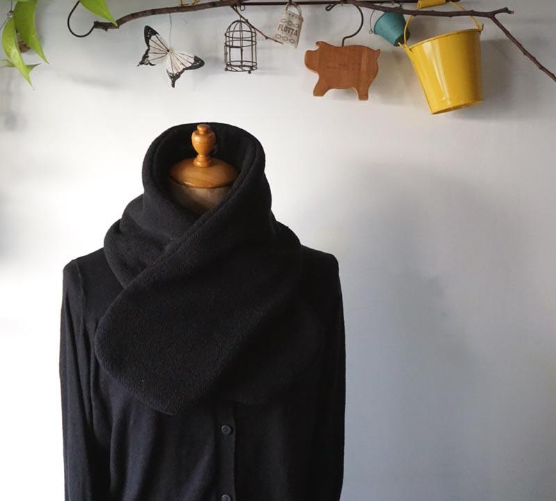 コットンニット生地のあったかミニマフラー(黒) コットンニット生地のあったかミニマフラー(黒)