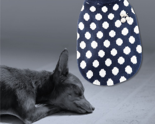 セーター ニット トップス 犬服 冬 小型犬 ネイビー ドット さくらんぼ