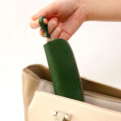 6つのポケットで小銭をすっきり分類♪イタリアンレザーのコインケース・ グリーン(AAU04.02 GRN) 6枚目の画像