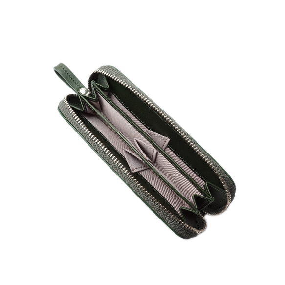 6つのポケットで小銭をすっきり分類♪イタリアンレザーのコインケース・ グリーン(AAU04.02 GRN) 4枚目の画像