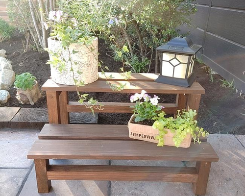 木製フラワースタンド 2段 プランタースタンド 花台 鉢置き台