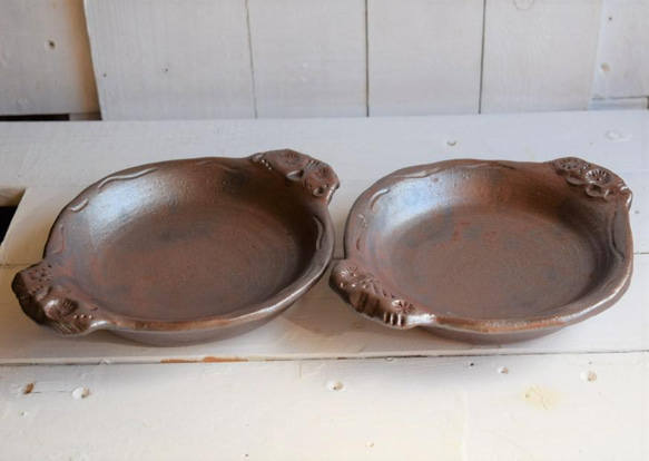 赤錆釉耐熱グラタン皿（２客１組セット） 3枚目の画像
