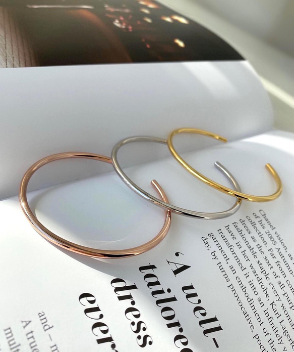 重ね付け♥️スリム 3mm バングル シルバー925B3210 バングル
