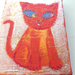 [little lucky cat] #原画 #アート #猫 #赤 #招き猫 #パールシルバー・ゴールド 4枚目の画像