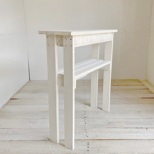 リサイクルウッド☆エントランスコンソールテーブル 23cm ホワイト