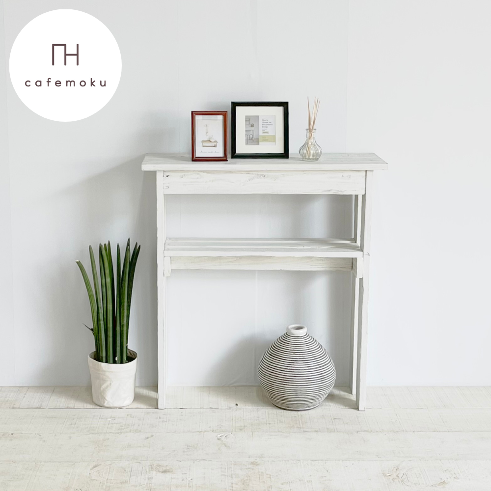 リサイクルウッド☆エントランスコンソールテーブル 23cm ホワイト　RW0141-WT