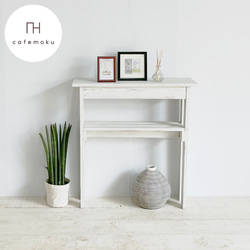 Wisfor コンソールテーブル スリム 半円テーブル セラミック ホワイト